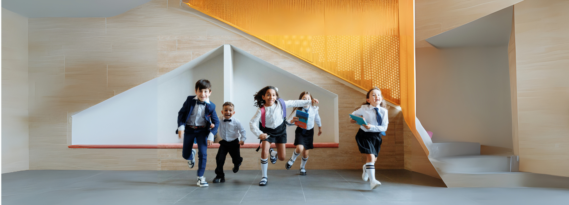 Children in corridors running